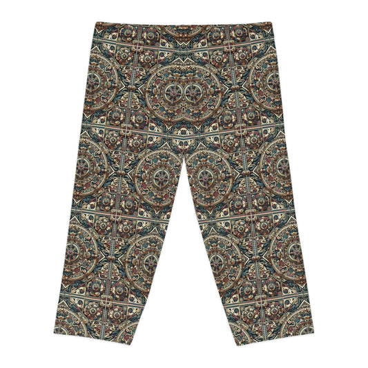 Urban Renaissance Historical Fusion With Street Edge Women's Capri Leggings - 8404 Design-57