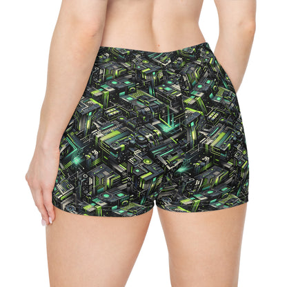 Tech-Infused Graphics Tech-Forward Streetwear Women's Shorts - 8404 Design-47