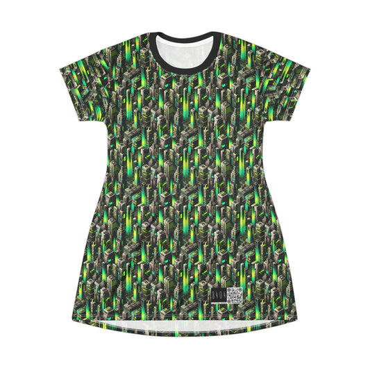 Digital Rebellion Tech-Forward Streetwear T-Shirt Dress - 8404 Design-63