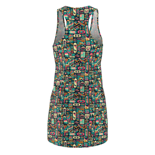 Skate Culture Revival Urban Retro Cool Women's Cut & Sew Racerback Dress - 8404 Design-61