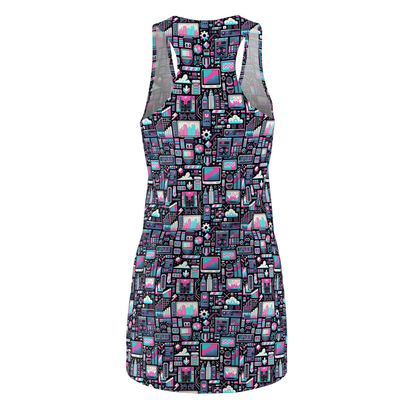 Digital Rebellion Youthful Streetwear with a Rebellious Digital Twist Women's Cut & Sew Racerback Dress - 8404 Design-71