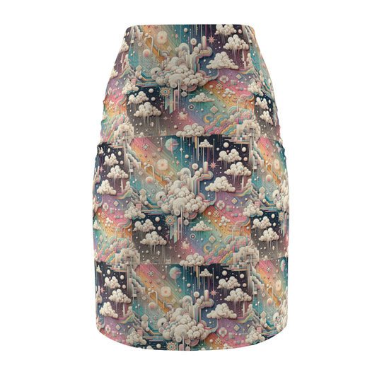 Digital Dreamland Whimsical and Nostalgic Streetwear With a Digital Twist Women's Pencil Skirt - 8404 Design-52
