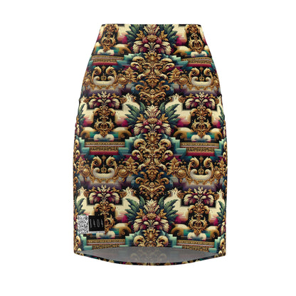 Digital Renaissance Modern Baroque Fusion Women's Pencil Skirt - 8404 Design-60