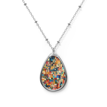 Digital Artistic Expression Artistic Streetwear Oval Necklace - 8404 Design-46