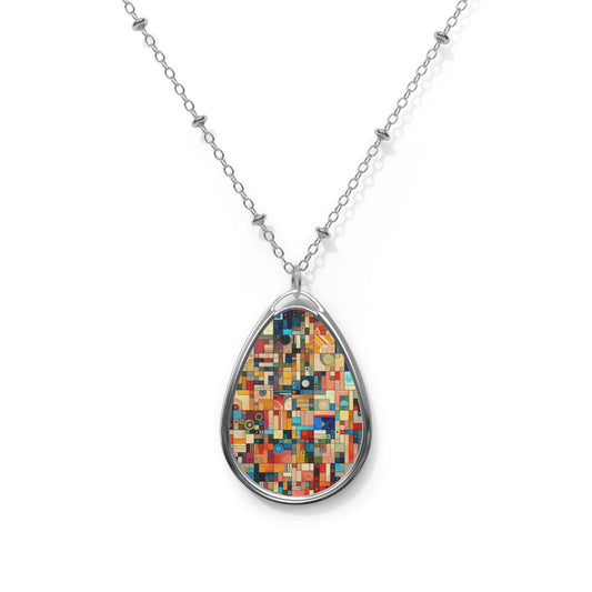 Digital Artistic Expression Artistic Streetwear Oval Necklace - 8404 Design-46