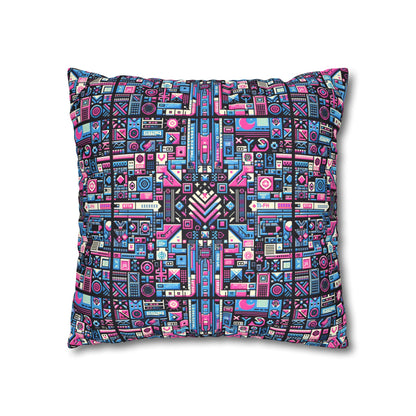 Digital Rebellion Youthful Streetwear with a Rebellious Digital Twist Faux Suede Square Pillowcase - 8404 Design-65