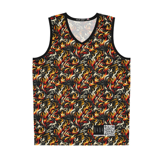 Fire & Flames Bold Streetwear Statement Basketball Jersey - 8404 Design-55