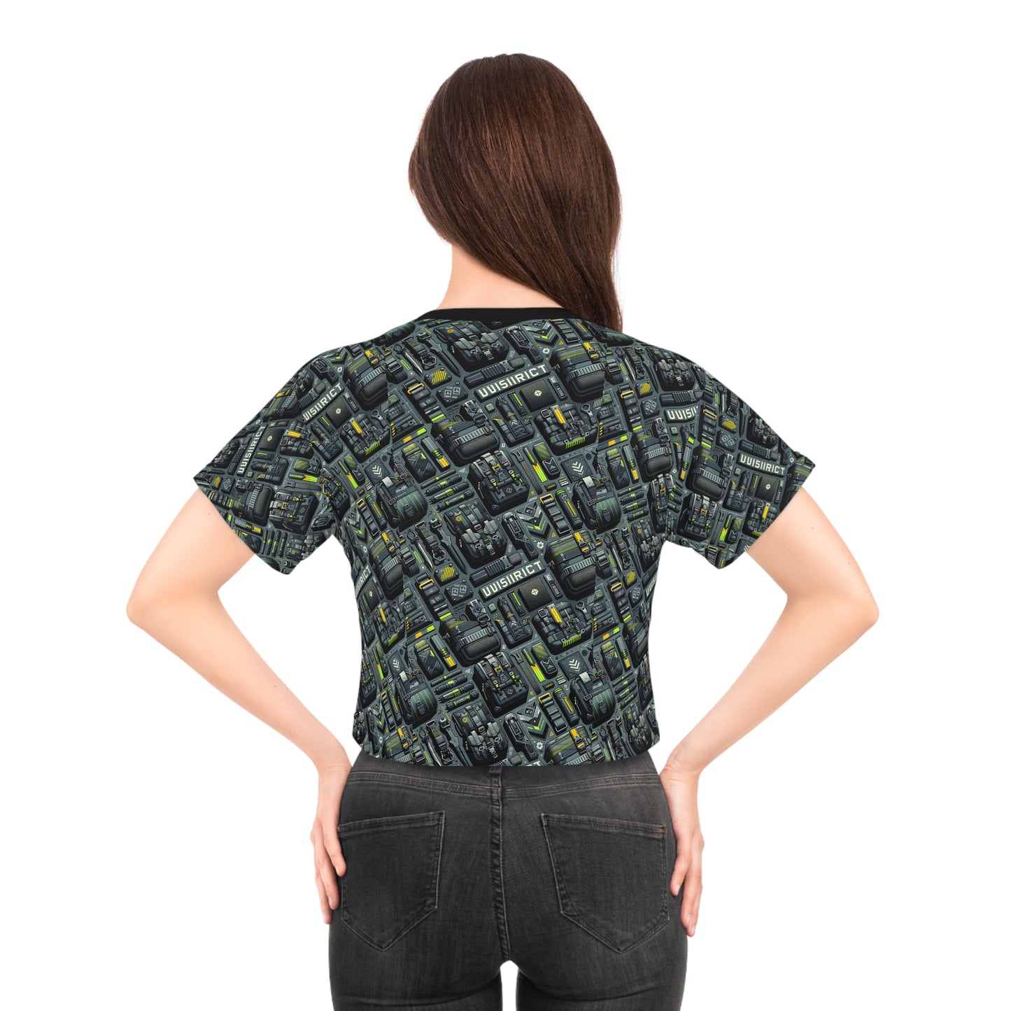 Tech Utility Streetwear Futuristic Tech-Forward Crop Tee - 8404 Design-47