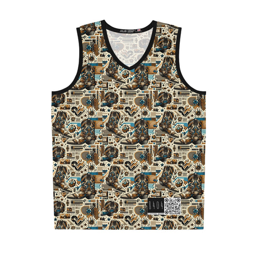 Digital Cowboy Chic Tech-Infused Western Fusion Basketball Jersey - 8404 Design-45