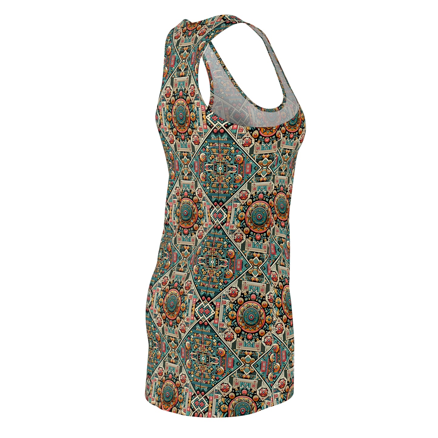 Cultural Fusion Tech Blend of Cultural Heritage With Tech-Inspired Elements Women's Cut & Sew Racerback Dress - 8404 Design-74