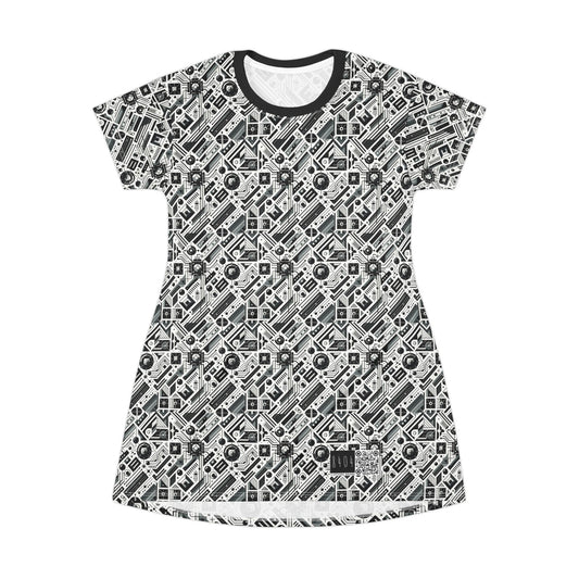 Digital Minimalism Minimalist Tech T-Shirt Dress - 8404 Design-62