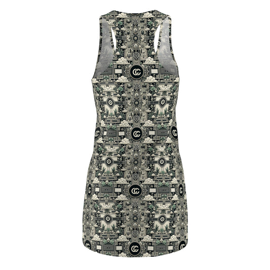 Cyber Garden Party Tech Garden Extravaganza Women's Cut & Sew Racerback Dress - 8404 Design-54