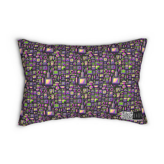 Digital Nostalgia Remix Modern Vintage Fusion Spun Polyester Lumbar Pillow - 8404 Design-67 S