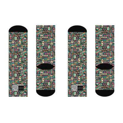 Skate Culture Revival Urban Retro Cool Cushioned Crew Socks - 8404 Design-61
