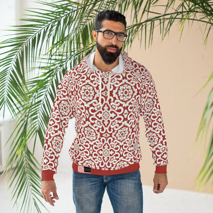 8404 Unisex Adult's "elegant Mosaic" Fashion Pullover Hoodie in Red