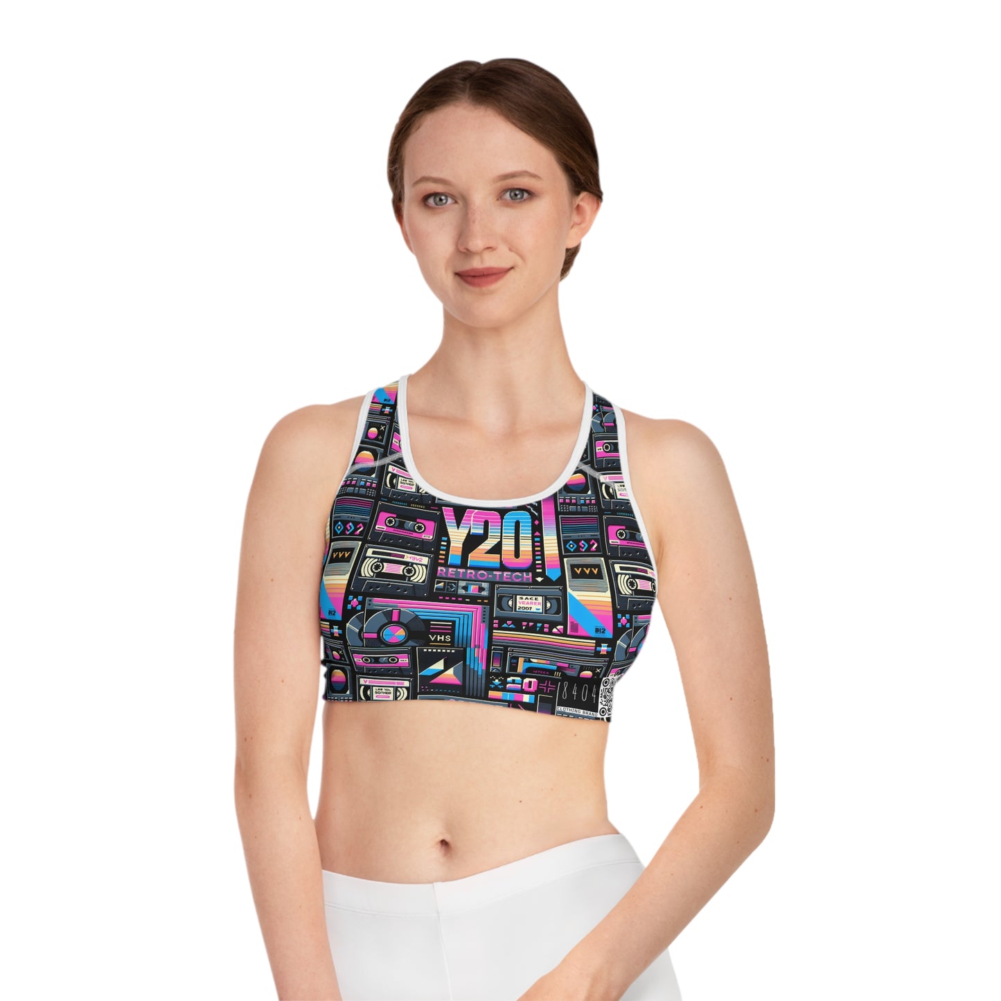 Digital Nostalgia Tech-Inspired Retro Fusion Sports Bra - 8404 Design-65