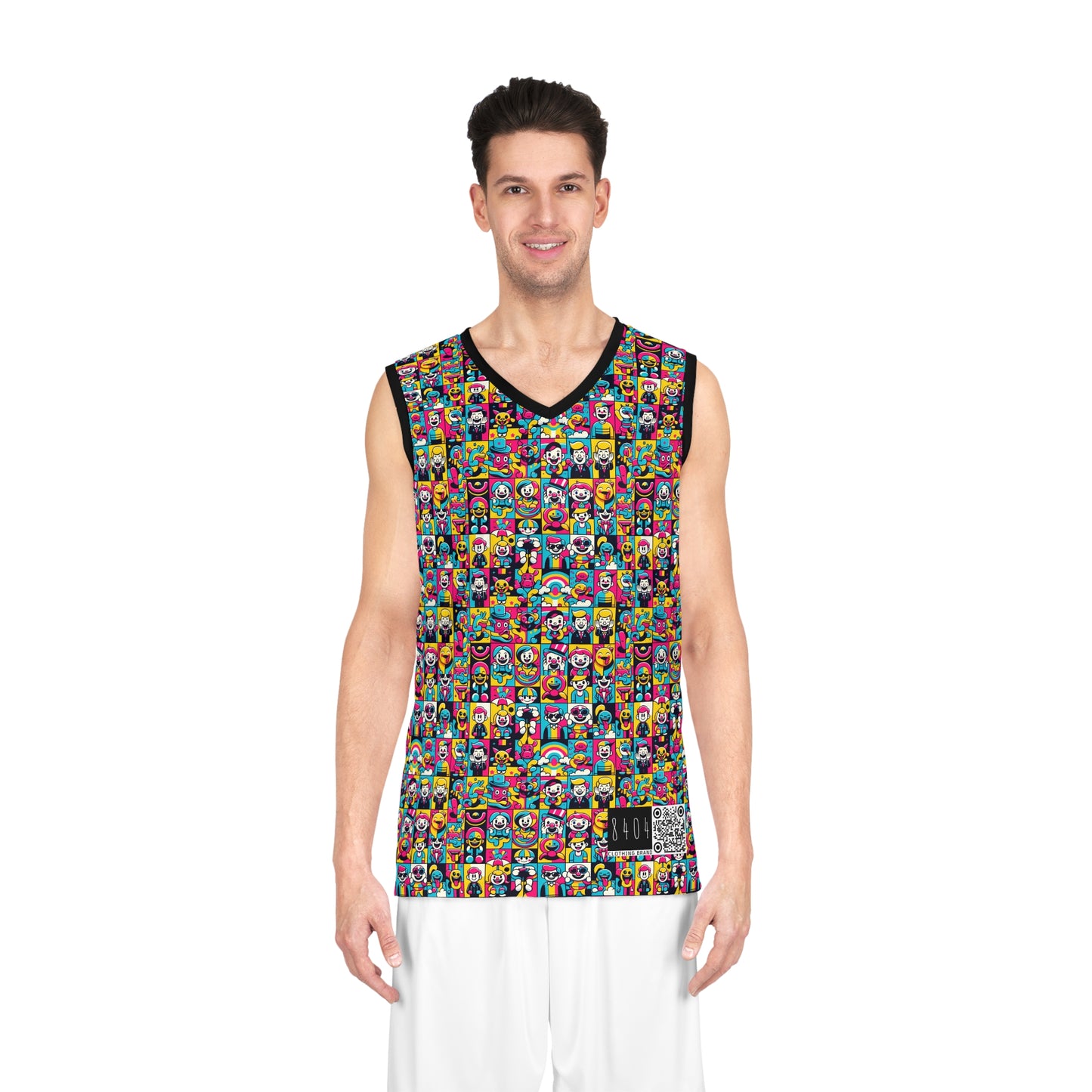 Neon Pop Playful Pop Culture Mashup Basketball Jersey - 8404 Design-60