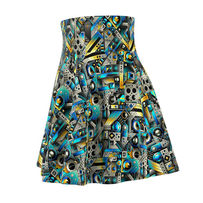 Tech Art Fusion Tech-Forward Streetwear Women's Skater Skirt - 8404 Design-50