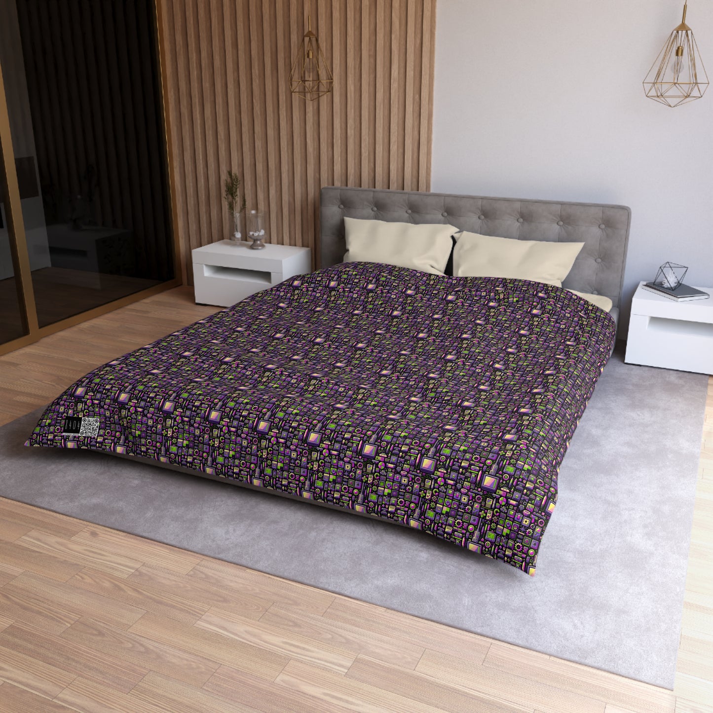 Digital Nostalgia Remix Modern Vintage Fusion Microfiber Duvet Cover - 8404 Design-67