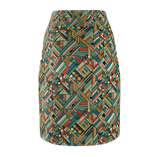 Abstract Graphic Art Modern Artistic Expression Women's Pencil Skirt - 8404 Design-67