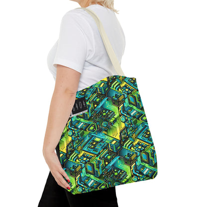 Tech-Infused Neon Tech-Forward Streetwear Tote Bag - 8404 Design-38