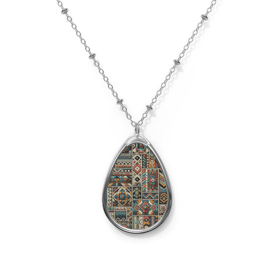 Cultural Artisanal Fusion Cultural Artisanal Streetwear Oval Necklace - 8404 Design-78