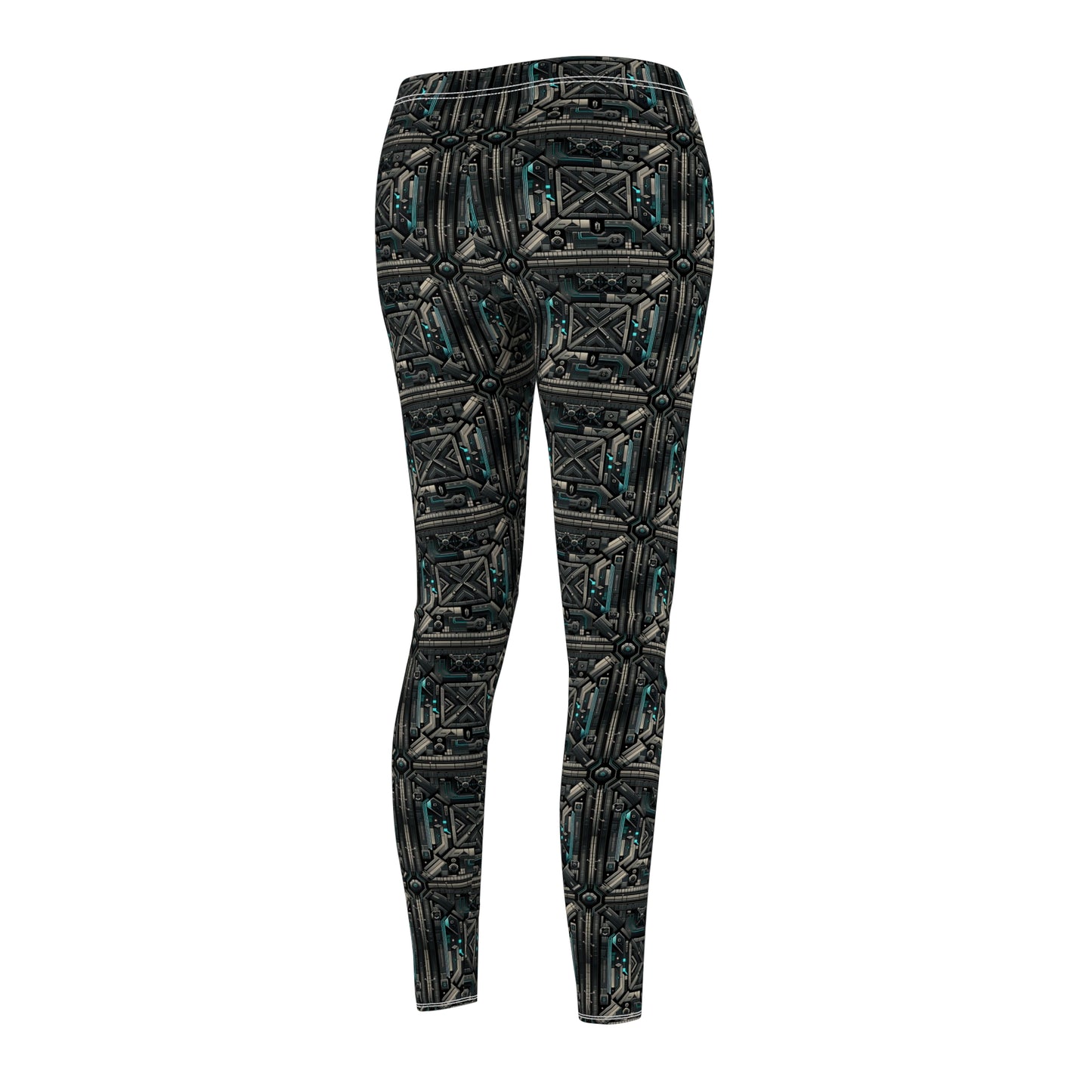 Tech Noir Futuristic Tech Aesthetic with a Dark Twist Women's Cut & Sew Casual Leggings - 8404 Design-59