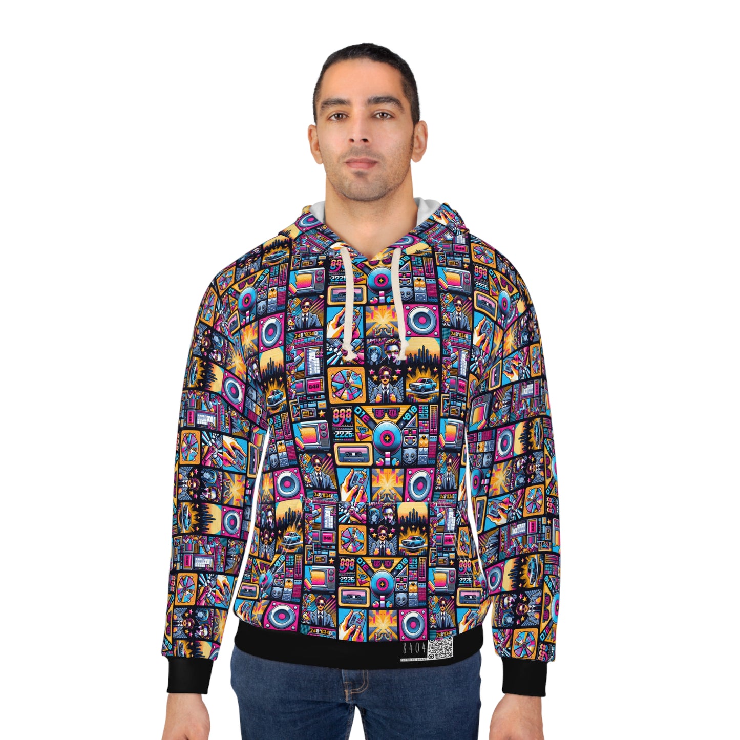 Digital Pop Culture Mashup Maximalist Pop Pullover Hoodie - 8404 Design-52