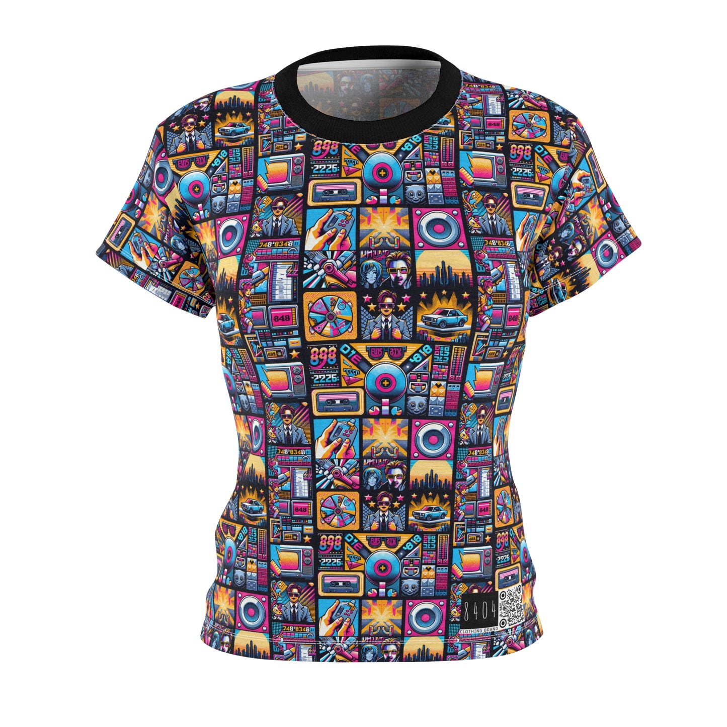 Digital Pop Culture Mashup Maximalist Pop Women's Cut & Sew Tee - 8404 Design-52