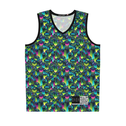 Tech-Infused Neon Tech-Forward Streetwear Basketball Jersey - 8404 Design-65