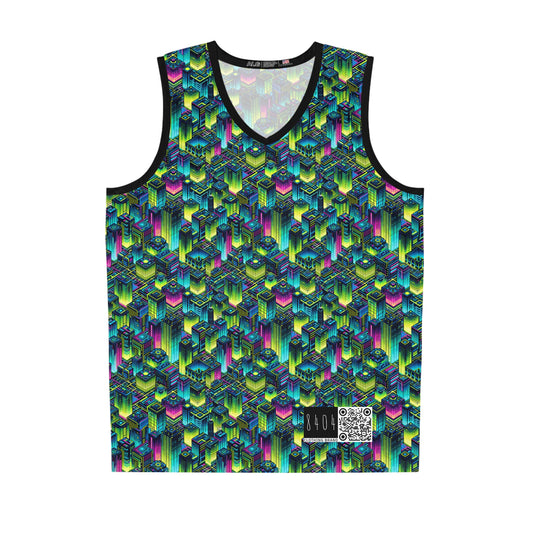 Tech-Infused Neon Tech-Forward Streetwear Basketball Jersey - 8404 Design-65
