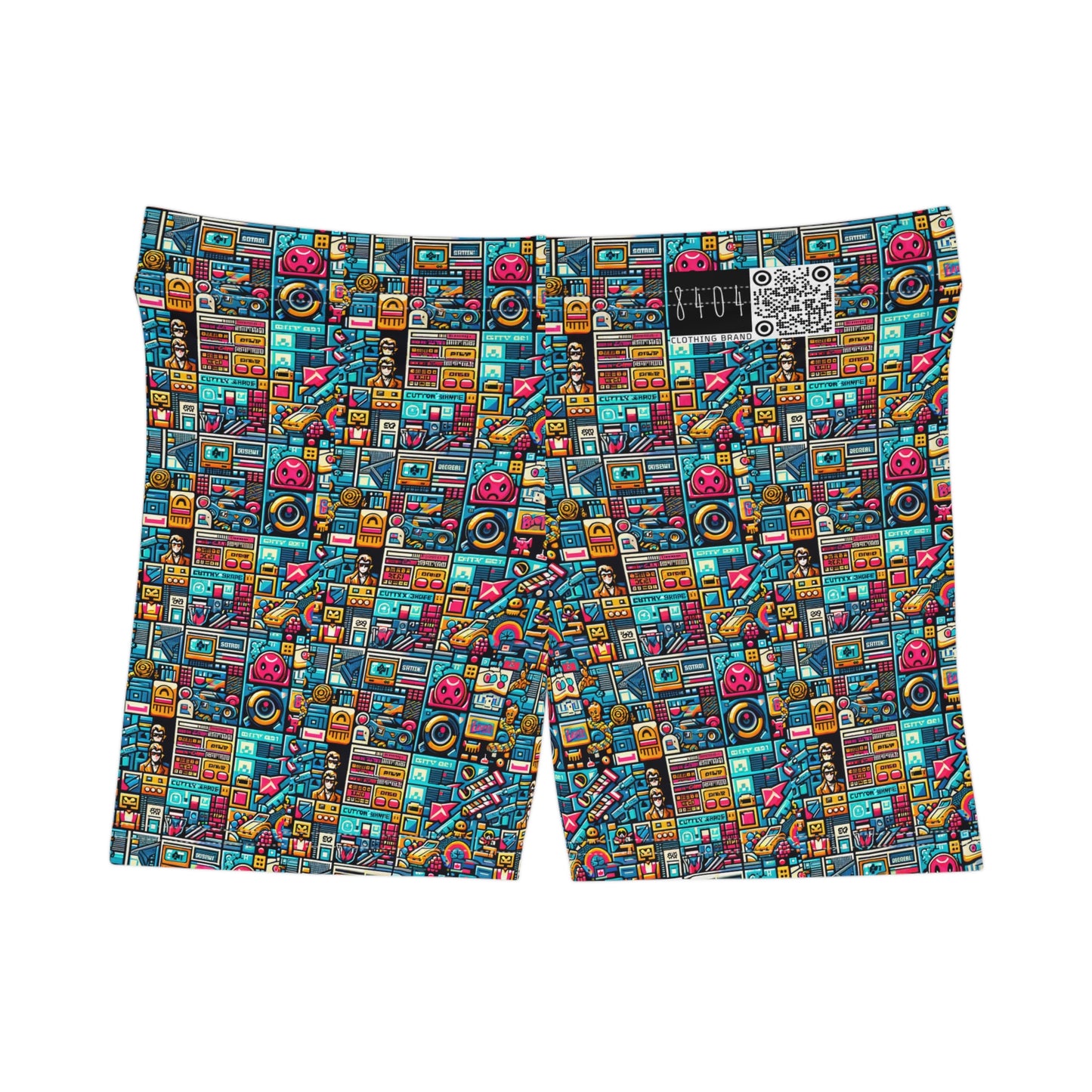 Digital Pop Culture Mashup Maximalist Pop Women's Shorts - 8404 Design-47