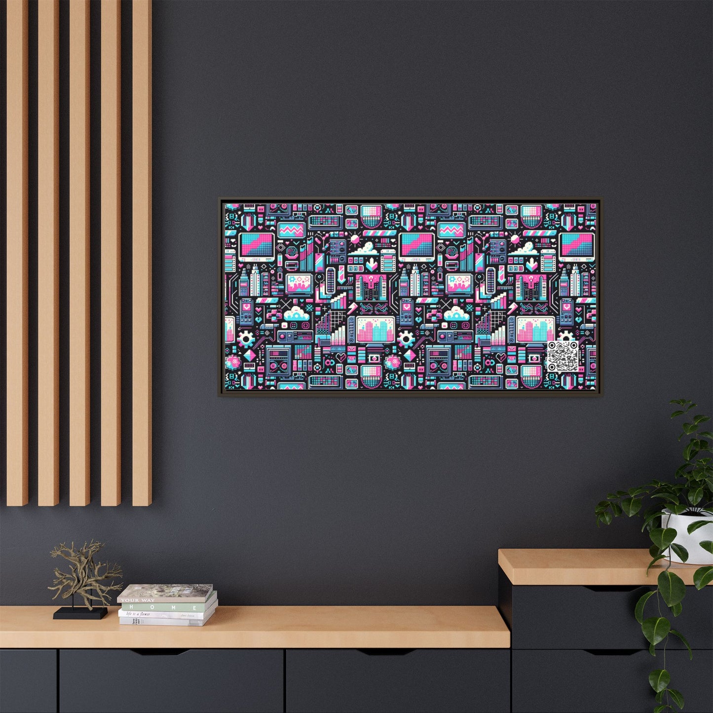 Digital Rebellion Youthful Streetwear with a Rebellious Digital Twist Matte Canvas, Framed (multi-color) - 8404 Design-71 B