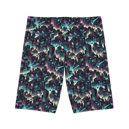Digital Rebellion Tech-Inspired Streetwear Women's Bike Shorts - 8404 Design-51