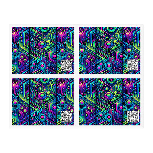 Tech-Infused Neon Tech-Forward Streetwear Sticker Sheets - 8404 Design-44