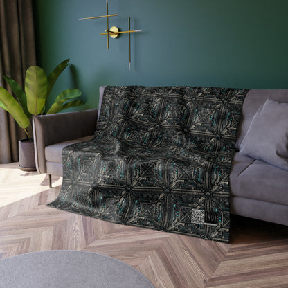Tech Noir Futuristic Tech Aesthetic with a Dark Twist Crushed Velvet Blanket - 8404 Design-59