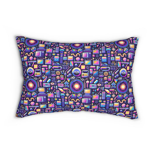 Digital Nostalgia Modern Retro Fusion Spun Polyester Lumbar Pillow - 8404 Design-64 B