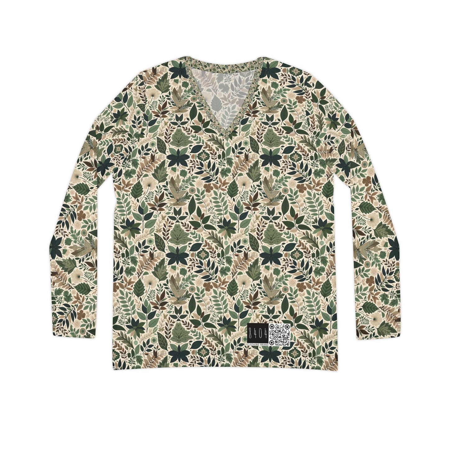 Streetwear Sustainability Environmentally Conscious Streetwear with a Natural Aesthetic Women's Long Sleeve V-neck Shirt - 8404 Design-57