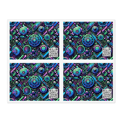 Tech-Infused Neon Tech-Forward Streetwear Sticker Sheets - 8404 Design-31