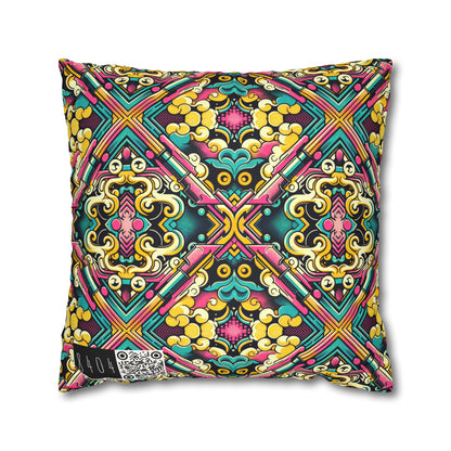 Neon Pop Art Revival Pop Culture Retro Faux Suede Square Pillowcase - 8404 Design-59