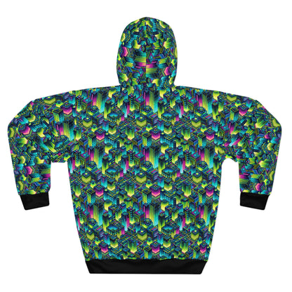 Tech-Infused Neon Tech-Forward Streetwear Pullover Hoodie - 8404 Design-65