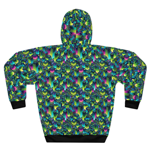 Tech-Infused Neon Tech-Forward Streetwear Pullover Hoodie - 8404 Design-65