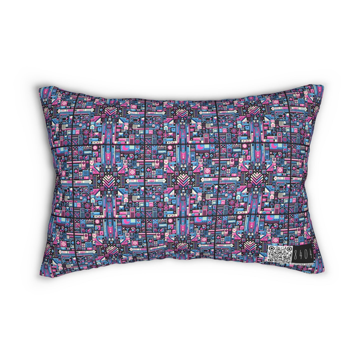 Digital Rebellion Youthful Streetwear with a Rebellious Digital Twist Spun Polyester Lumbar Pillow - 8404 Design-65 S