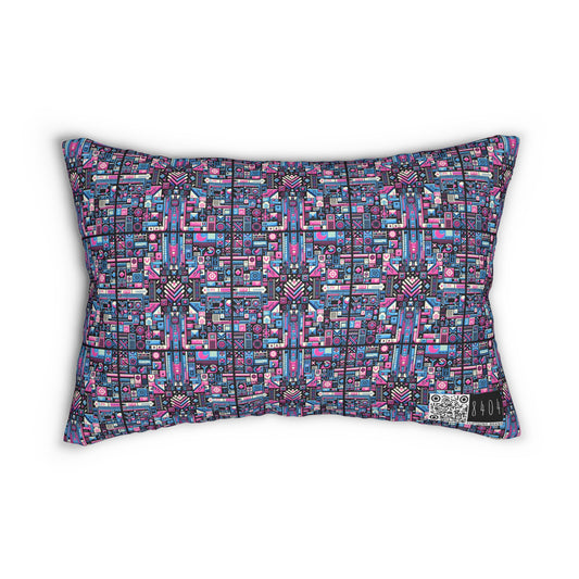 Digital Rebellion Youthful Streetwear with a Rebellious Digital Twist Spun Polyester Lumbar Pillow - 8404 Design-65 S