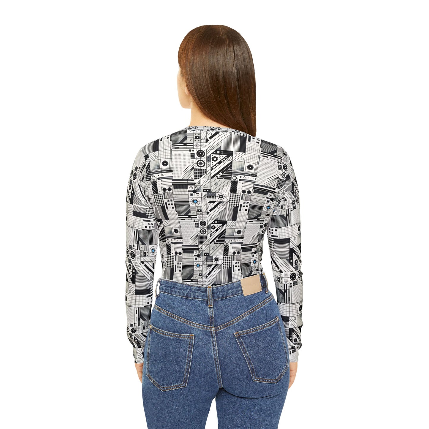 Digital Minimalism Minimalist Tech Women's Long Sleeve V-neck Shirt - 8404 Design-52