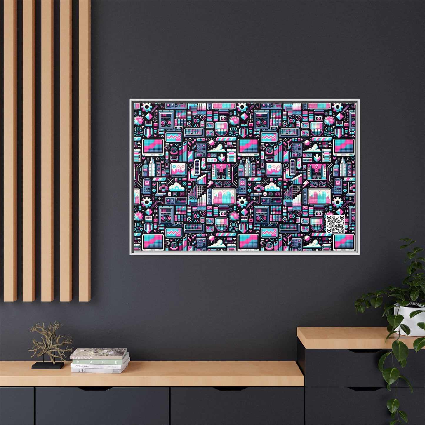 Digital Rebellion Youthful Streetwear with a Rebellious Digital Twist Matte Canvas, Framed (multi-color) - 8404 Design-71 A