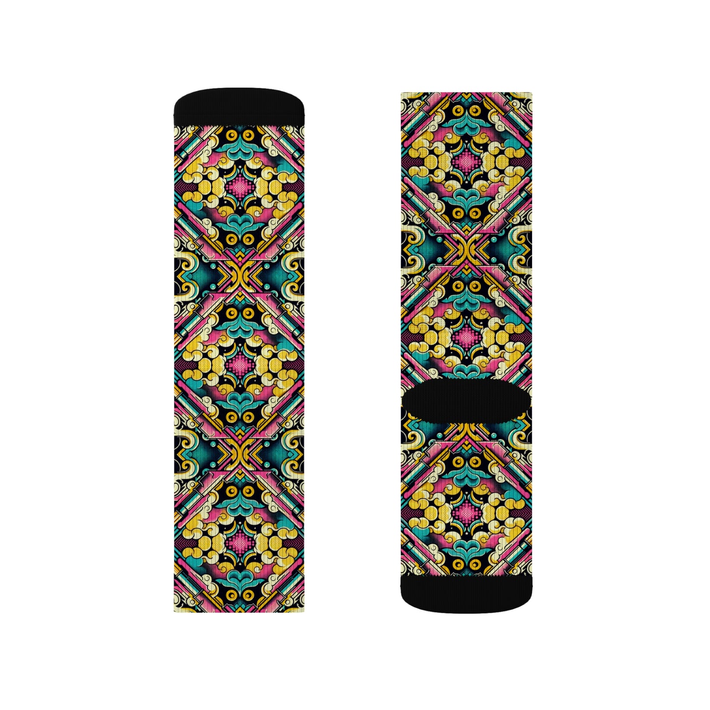 Neon Pop Art Revival Pop Culture Retro Sublimation Socks - 8404 Design-59