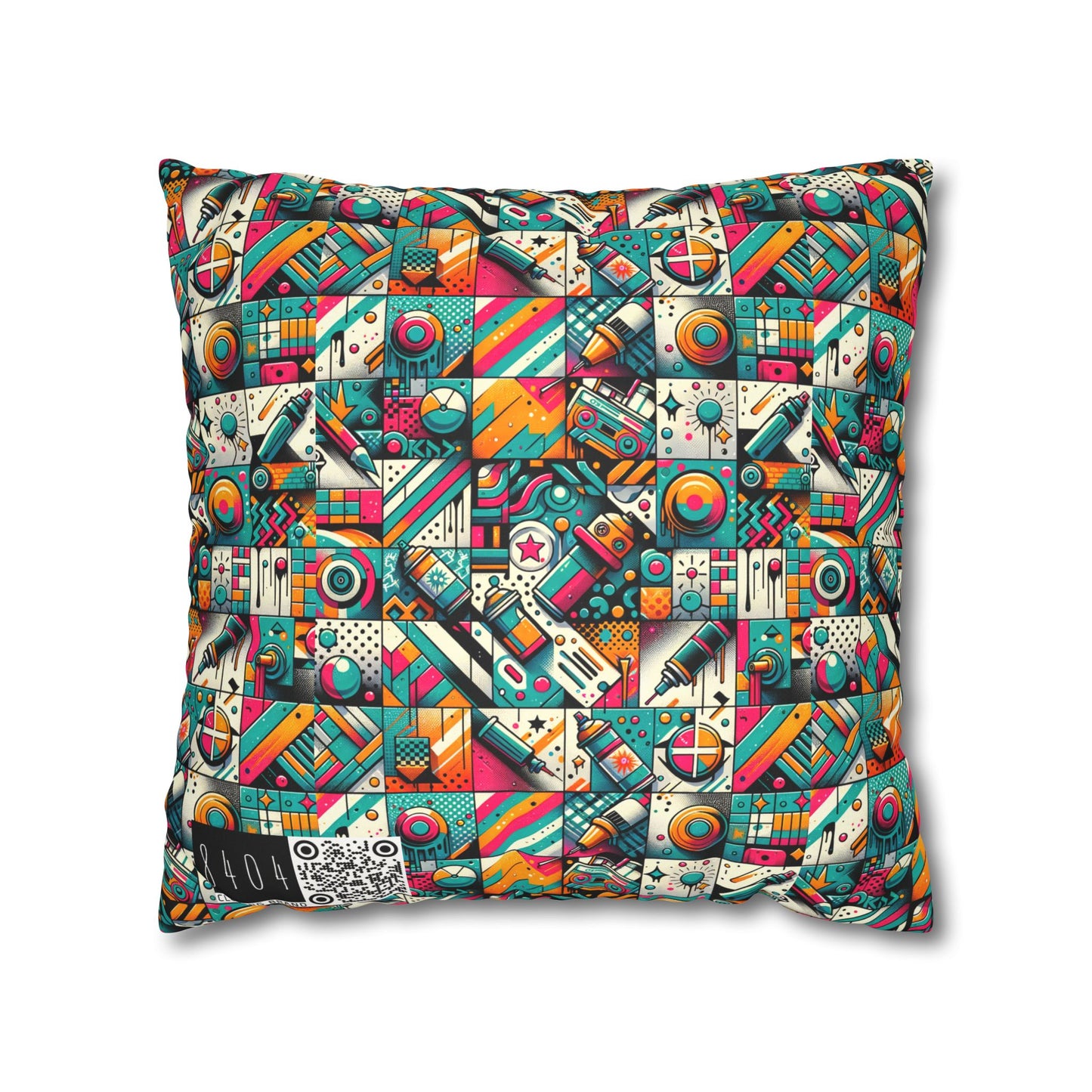 Graffiti Fusion Modern Street Art Fusion Faux Suede Square Pillowcase - 8404 Design-58