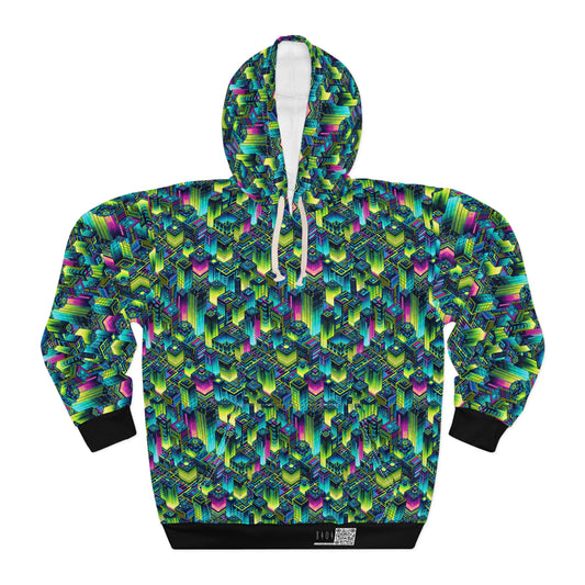 Tech-Infused Neon Tech-Forward Streetwear Pullover Hoodie - 8404 Design-65