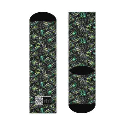 Tech-Infused Graphics Tech-Forward Streetwear Cushioned Crew Socks - 8404 Design-47